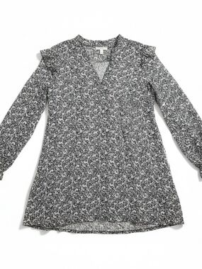 LC Lauren Conrad Navy & White Floral V-Neck Tunic In Large